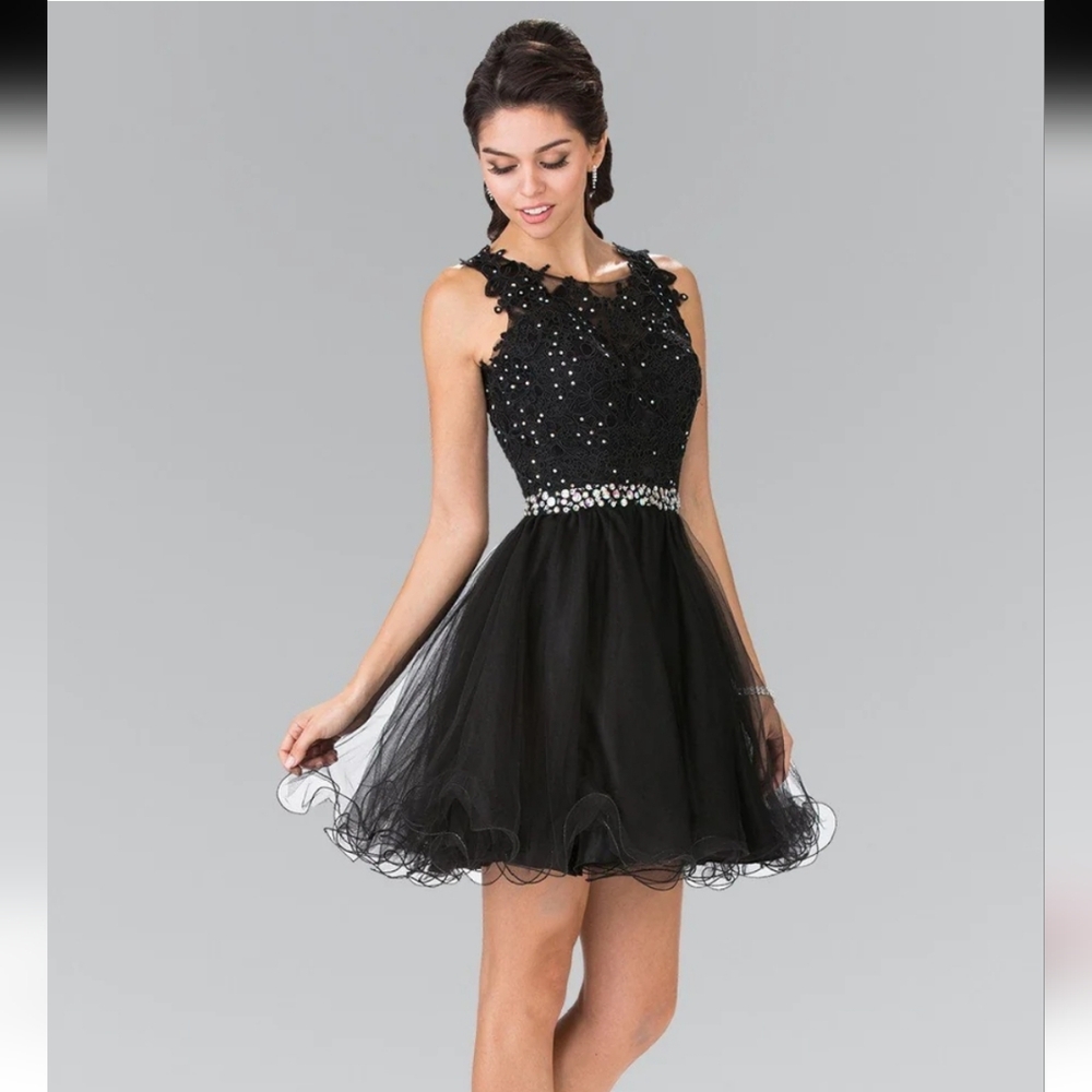 Elegant Black Sleeveless Tulle Dress